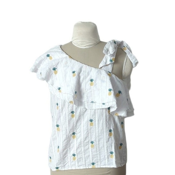 Buffalo David Bitton Tops - Buffalo  David Bitton Pina Colada Pineapple Embroidered Asymmetrical Top